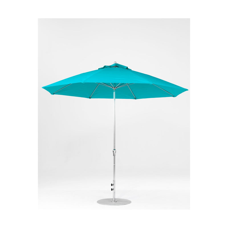 11 Ft Octagonal Frankford Patio Umbrella- Crank Lift- Polished Silver Anodized Frame