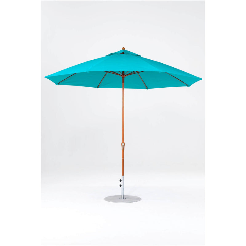 11 Ft Octagonal Frankford Patio Umbrella- Crank Lift- Wood Grain Frame