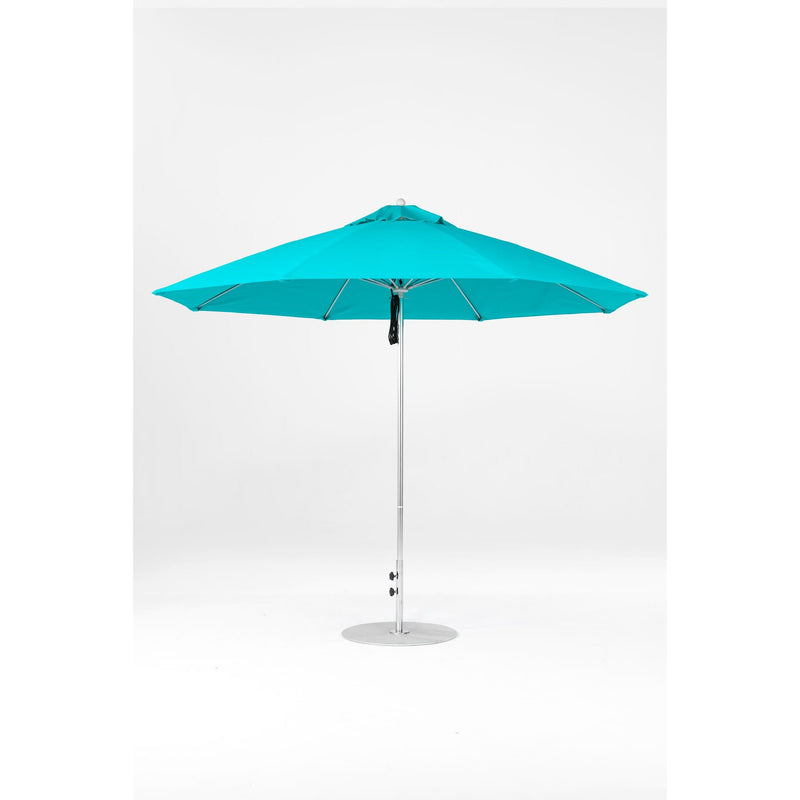 11 Ft Octagonal Frankford Patio Umbrella- Pulley Lift- Polished Silver Anodized Frame