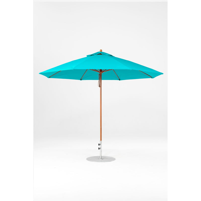11 Ft Octagonal Frankford Patio Umbrella- Pulley Lift- Wood Grain Frame