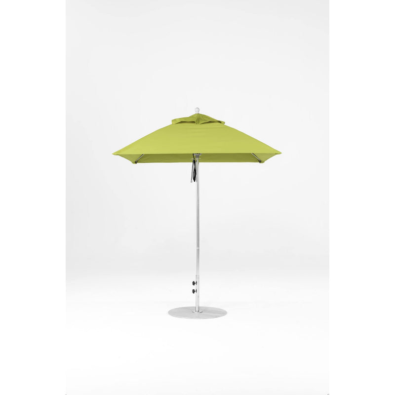 6.5 Ft Square Frankford Patio Umbrella- Pulley Lift- Polished Silver Anodized Frame