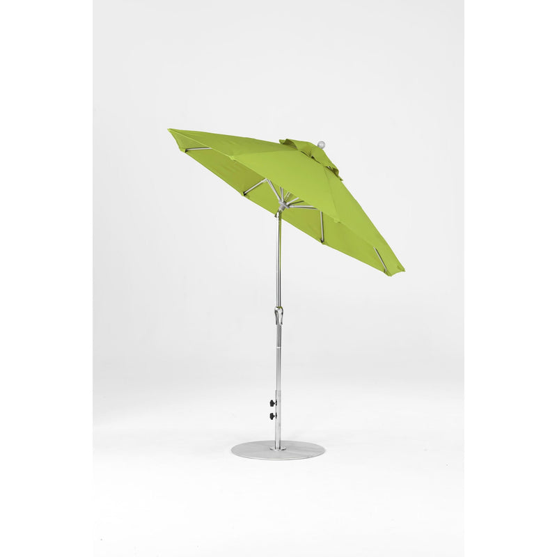 7.5 Ft Octagonal Frankford Patio Umbrella- Crank Auto-Tilt- Polished Silver Anodized Frame