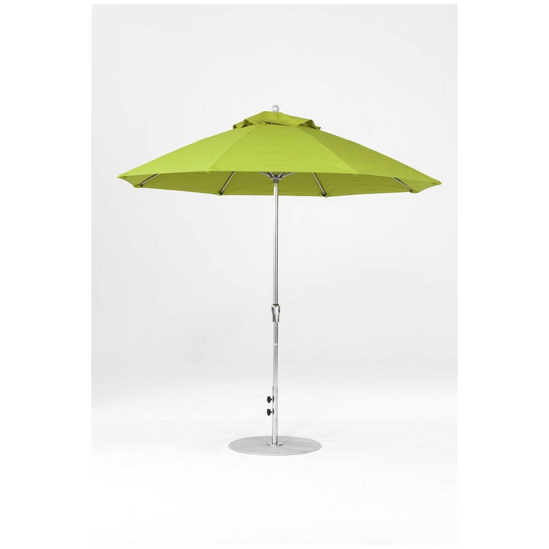 9 Ft Octagonal Frankford Patio Umbrella- Crank Lift- Polished Silver Anodized Frame
