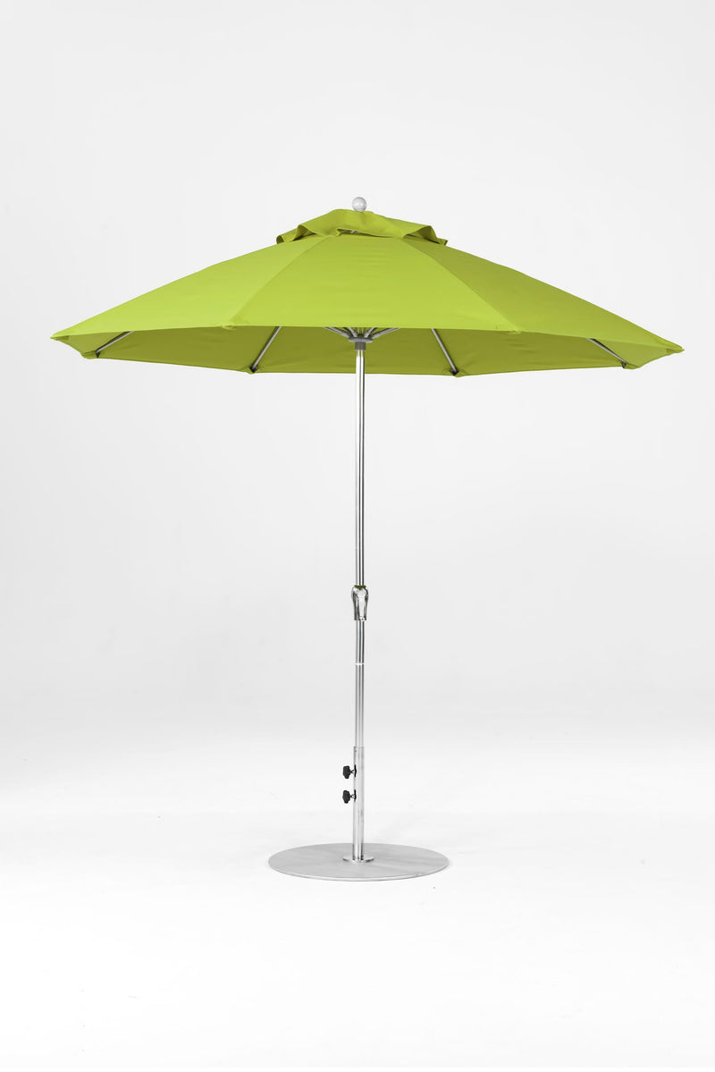 9 Ft Octagonal Frankford Patio Umbrella- Crank Lift- Polished Silver Anodized Frame