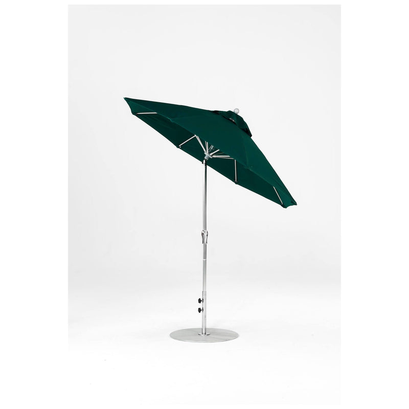 7.5 Ft Octagonal Frankford Patio Umbrella- Crank Auto-Tilt- Polished Silver Anodized Frame