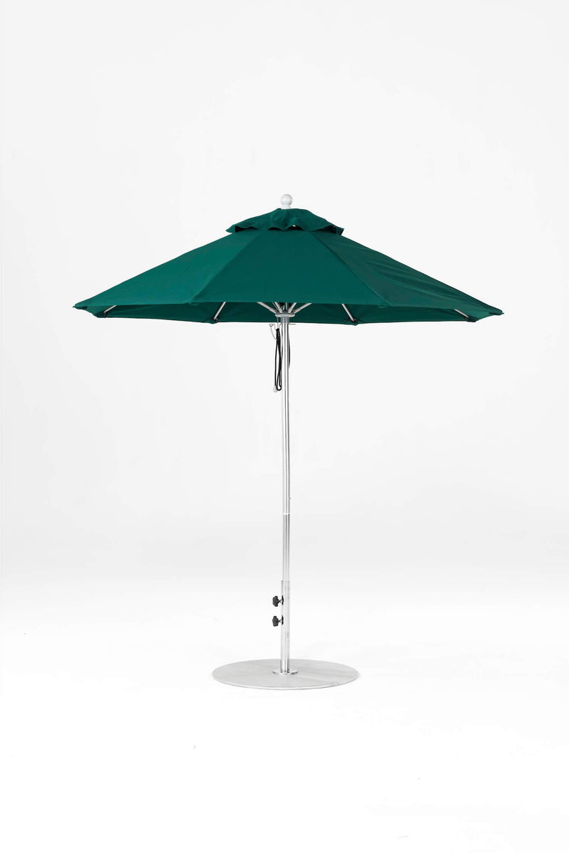 7.5 Ft Octagonal Frankford Patio Umbrella- Pulley Lift- Polished Silver Anodized Frame
