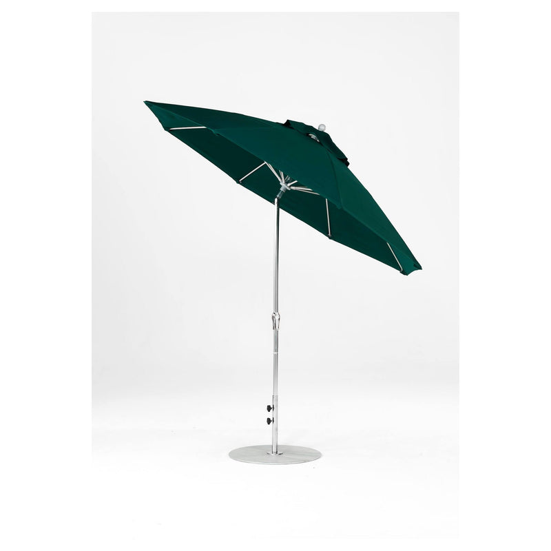 9 Ft Octagonal Frankford Patio Umbrella- Crank Auto-Tilt- Polished Silver Anodized Frame