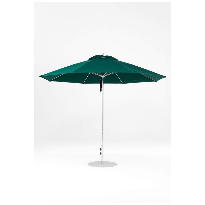 11 Ft Octagonal Frankford Patio Umbrella- Pulley Lift- Polished Silver Anodized Frame