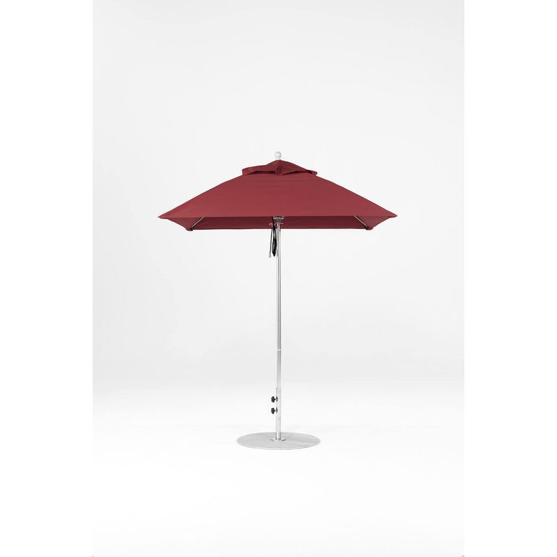 6.5 Ft Square Frankford Patio Umbrella- Pulley Lift- Polished Silver Anodized Frame