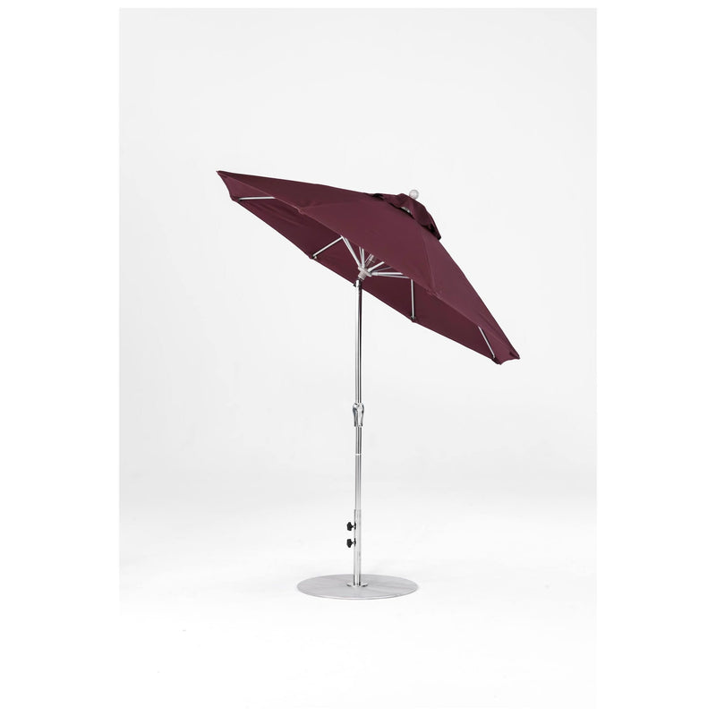 7.5 Ft Octagonal Frankford Patio Umbrella- Crank Auto-Tilt- Polished Silver Anodized Frame