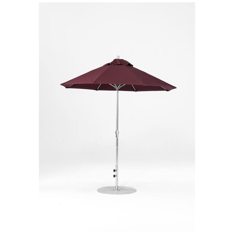 7.5 Ft Octagonal Frankford Patio Umbrella- Crank Lift- Polished Silver Anodized Frame