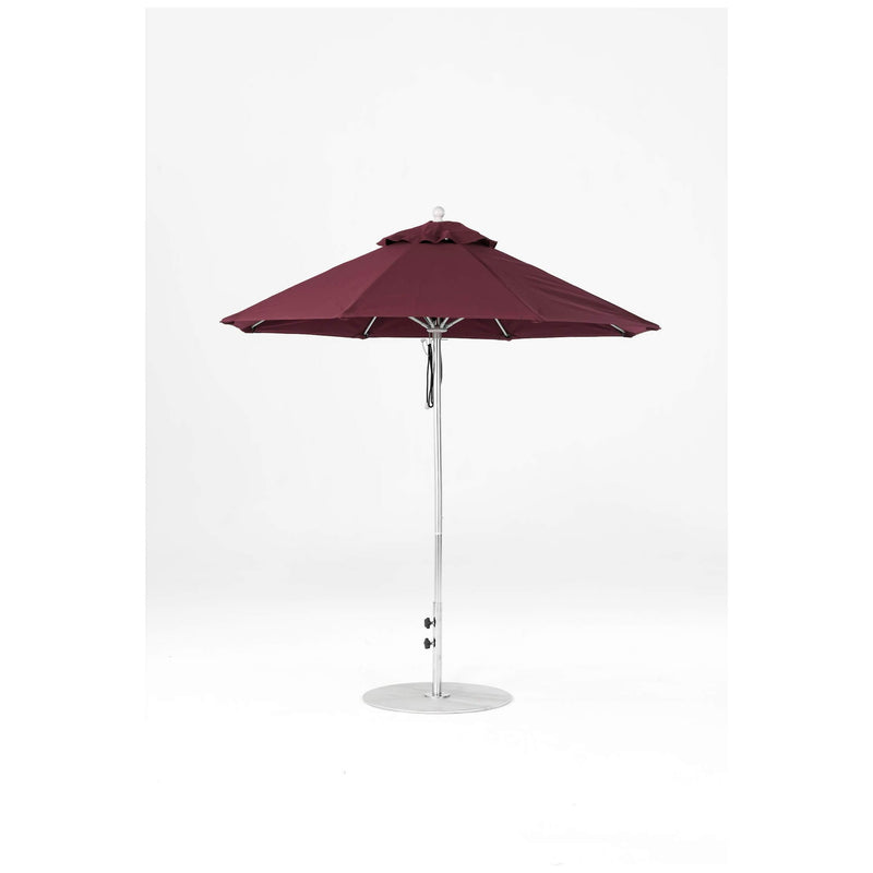 7.5 Ft Octagonal Frankford Patio Umbrella- Pulley Lift- Polished Silver Anodized Frame