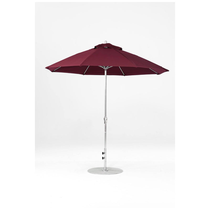 9 Ft Octagonal Frankford Patio Umbrella- Crank Lift- Polished Silver Anodized Frame