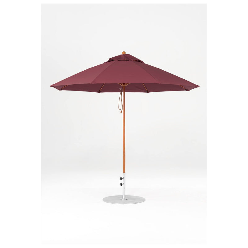 9 Ft Octagonal Frankford Patio Umbrella- Pulley Lift- Wood Grain Frame