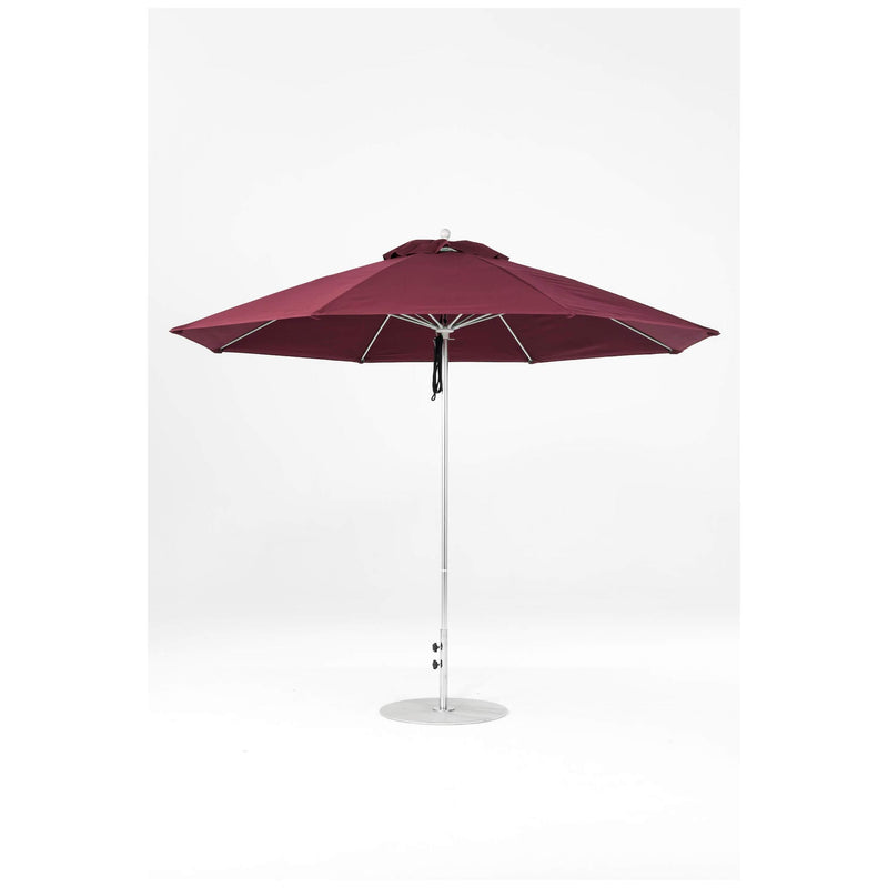 11 Ft Octagonal Frankford Patio Umbrella- Pulley Lift- Polished Silver Anodized Frame
