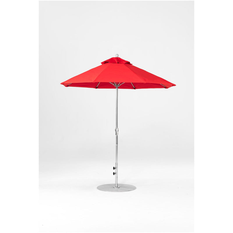7.5 Ft Octagonal Frankford Patio Umbrella- Crank Lift- Polished Silver Anodized Frame