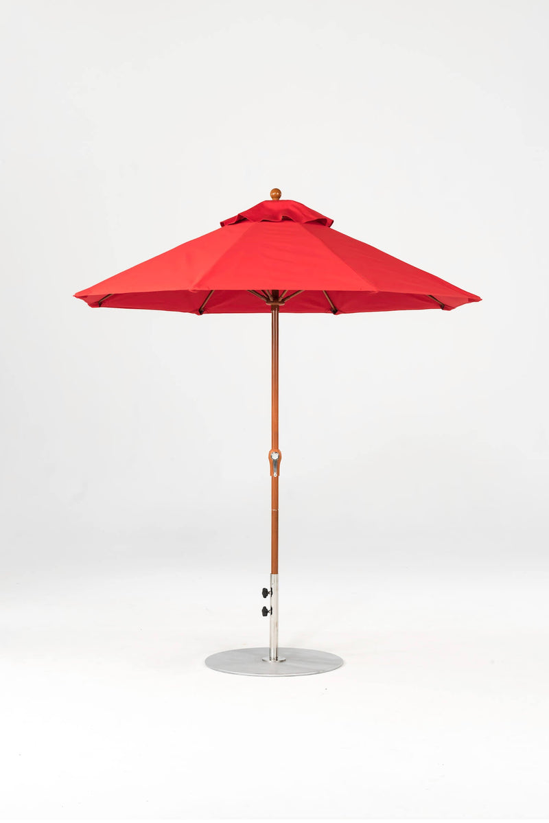 7.5 Ft Octagonal Frankford Patio Umbrella- Crank Lift- Wood Grain Frame