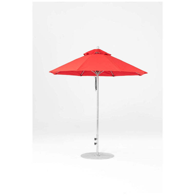 7.5 Ft Octagonal Frankford Patio Umbrella- Pulley Lift- Polished Silver Anodized Frame