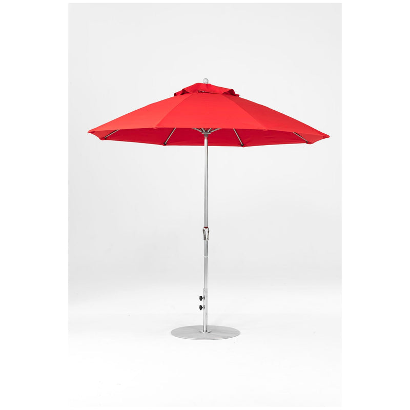 9 Ft Octagonal Frankford Patio Umbrella- Crank Lift- Polished Silver Anodized Frame