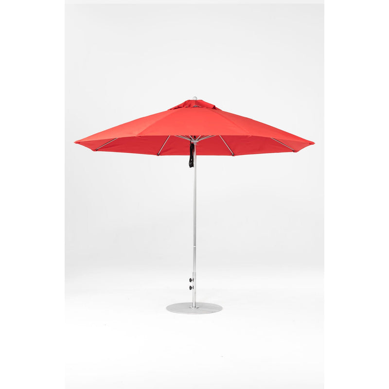 11 Ft Octagonal Frankford Patio Umbrella- Pulley Lift- Polished Silver Anodized Frame