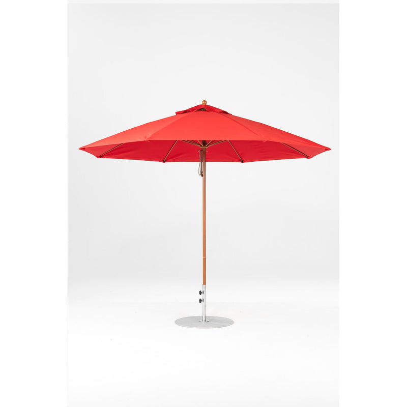 11 Ft Octagonal Frankford Patio Umbrella- Pulley Lift- Wood Grain Frame