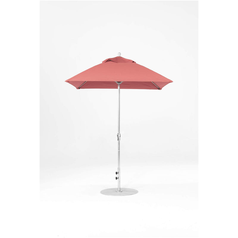 6.5 Ft Square Frankford Outdoor Patio Umbrella- Crank Lift - Polished Silver Anodized Frame