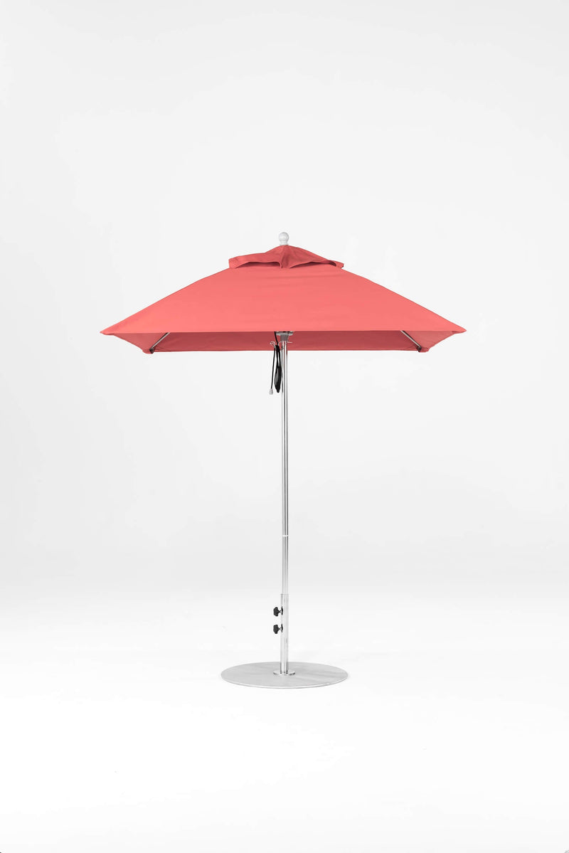 6.5 Ft Square Frankford Patio Umbrella- Pulley Lift- Matte Silver Frame