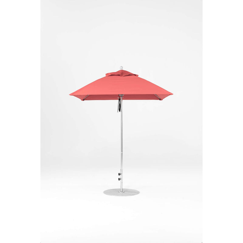 6.5 Ft Square Frankford Patio Umbrella- Pulley Lift- Polished Silver Anodized Frame