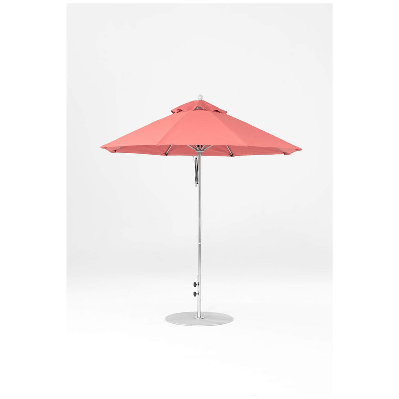 7.5 Ft Octagonal Frankford Patio Umbrella- Pulley Lift- Polished Silver Anodized Frame