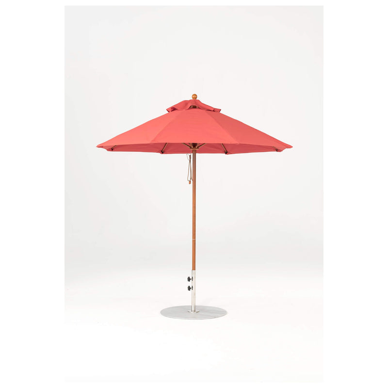 7.5 Ft Octagonal Frankford Patio Umbrella- Pulley Lift- Wood Grain Frame