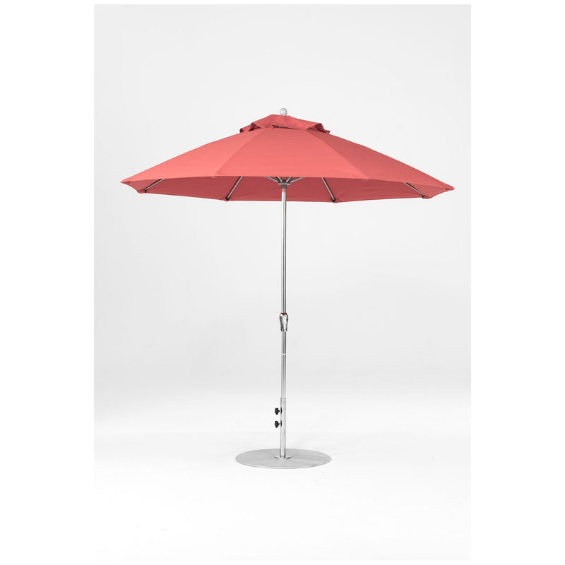 9 Ft Octagonal Frankford Patio Umbrella- Crank Lift- Polished Silver Anodized Frame