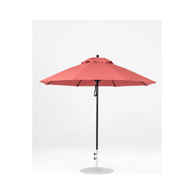 9 Ft Octagonal Frankford Patio Umbrella- Pulley Lift- Matte Black Frame