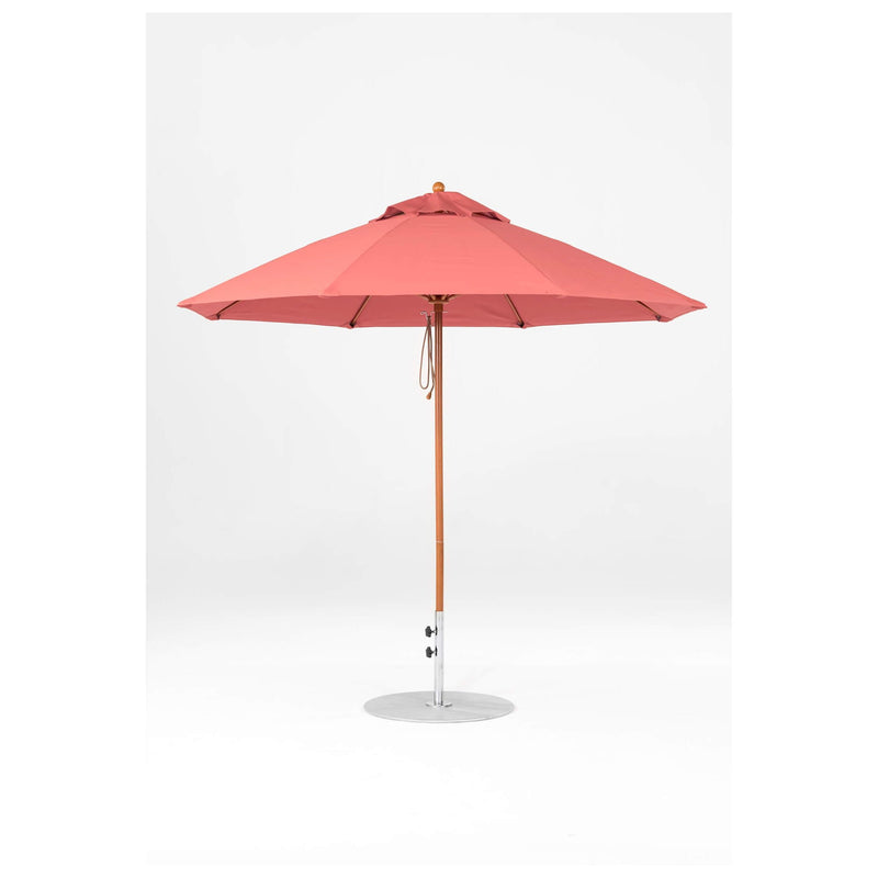 9 Ft Octagonal Frankford Patio Umbrella- Pulley Lift- Wood Grain Frame