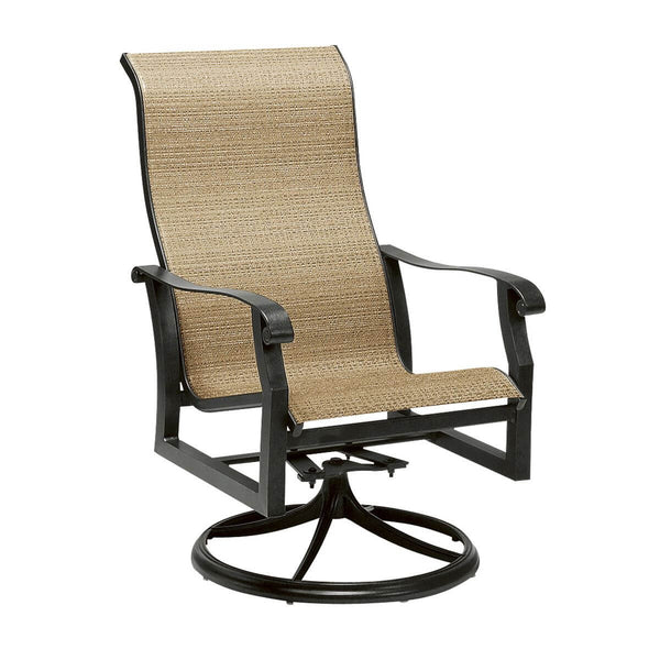 Woodard Cortland Sling High Back Swivel Rocking Dining Arm Chair | 420488