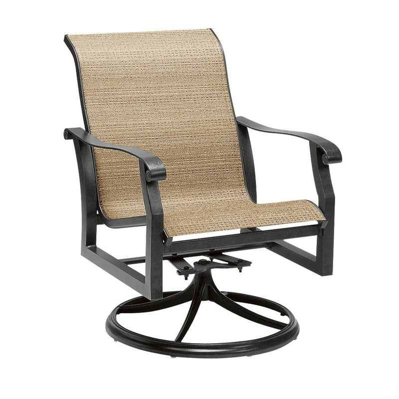 Woodard Cortland Sling Swivel Rocking Dining Arm Chair | 420472
